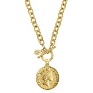 Queen Elizabeth Coin on Gold Chain Necklace