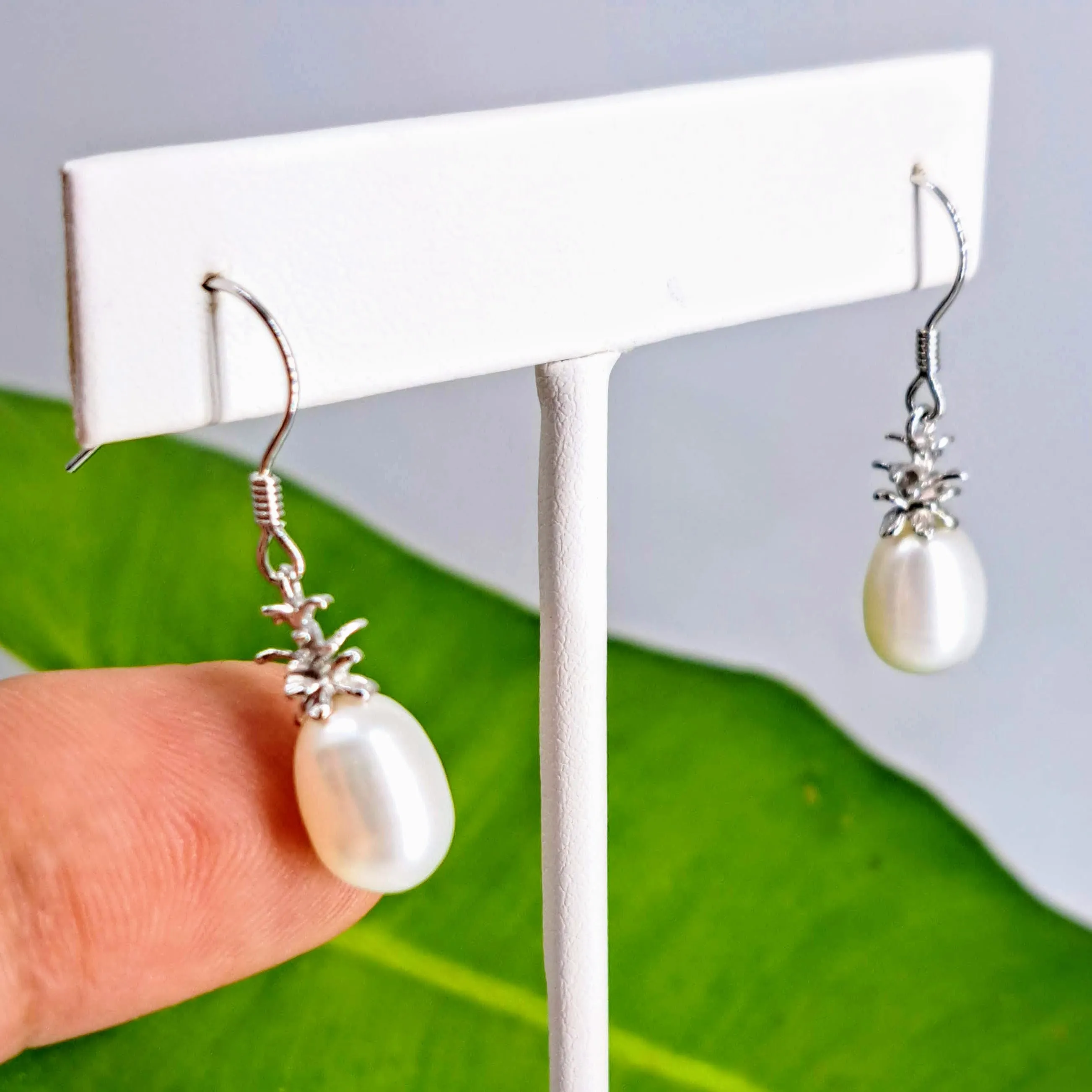 "Pineapple Pearl" 1" Earrings - Pearls, Sterling