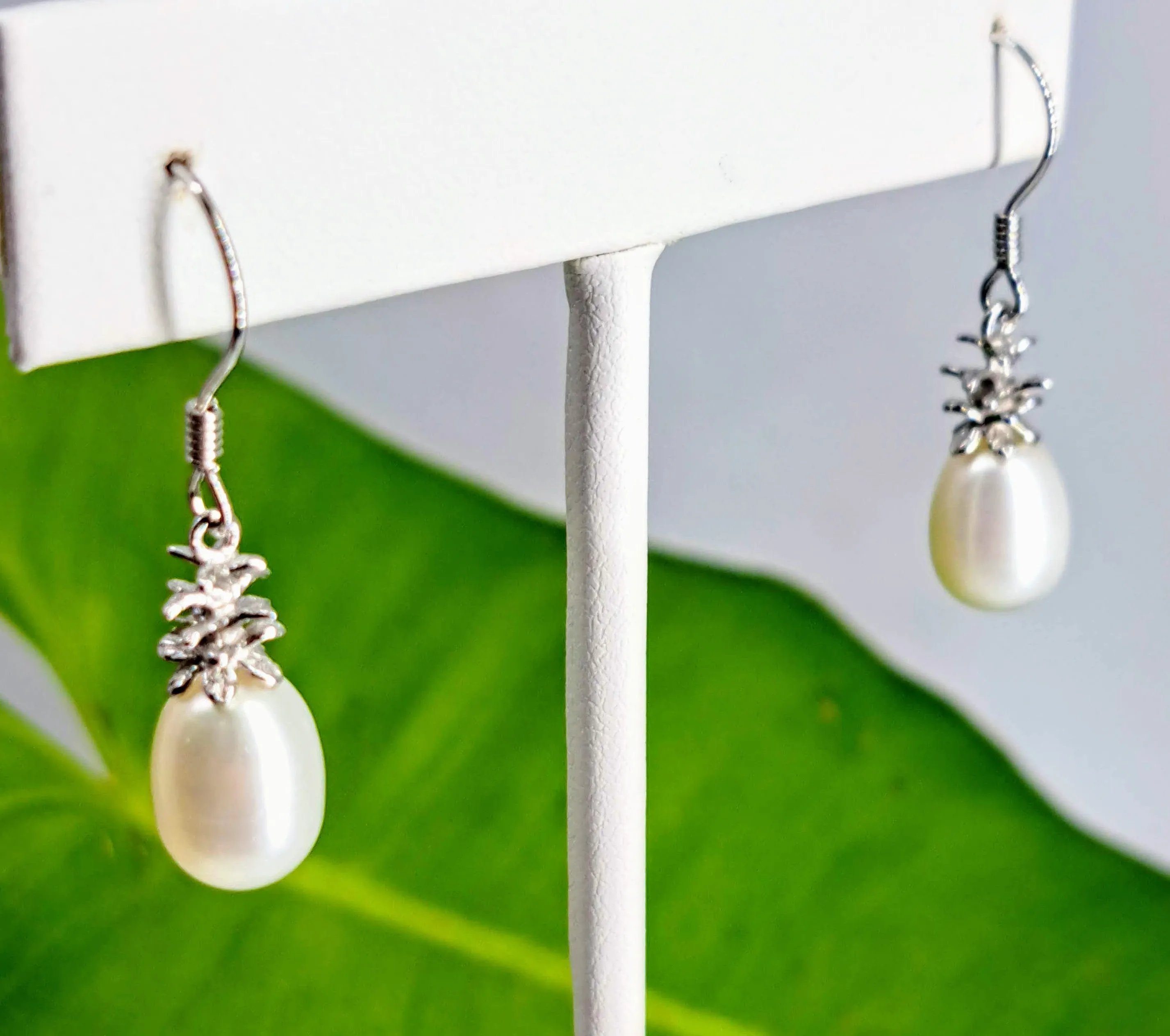 "Pineapple Pearl" 1" Earrings - Pearls, Sterling