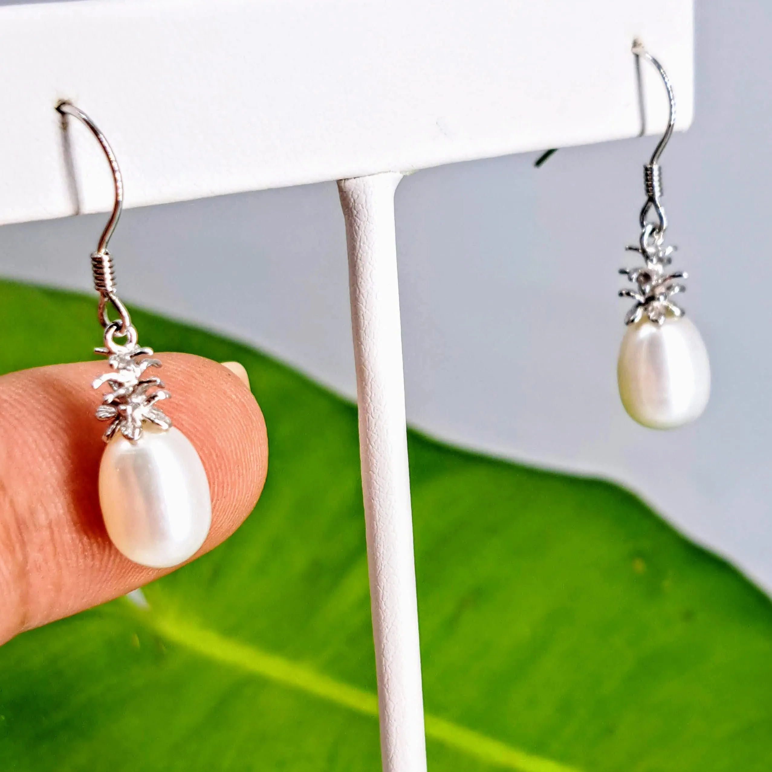"Pineapple Pearl" 1" Earrings - Pearls, Sterling