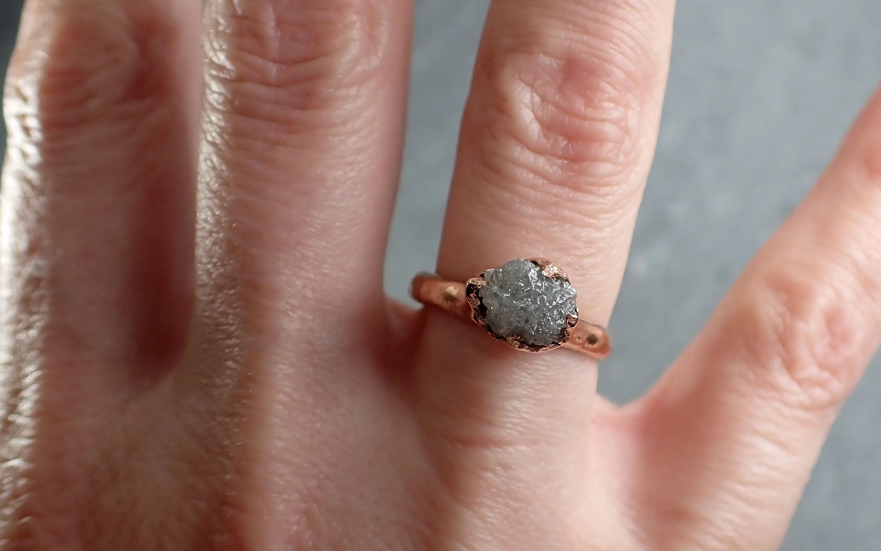 Raw Diamond Engagement Ring Rough Uncut Diamond Solitaire Recycled 14k Rose gold Conflict Free Diamond Wedding Promise 3103