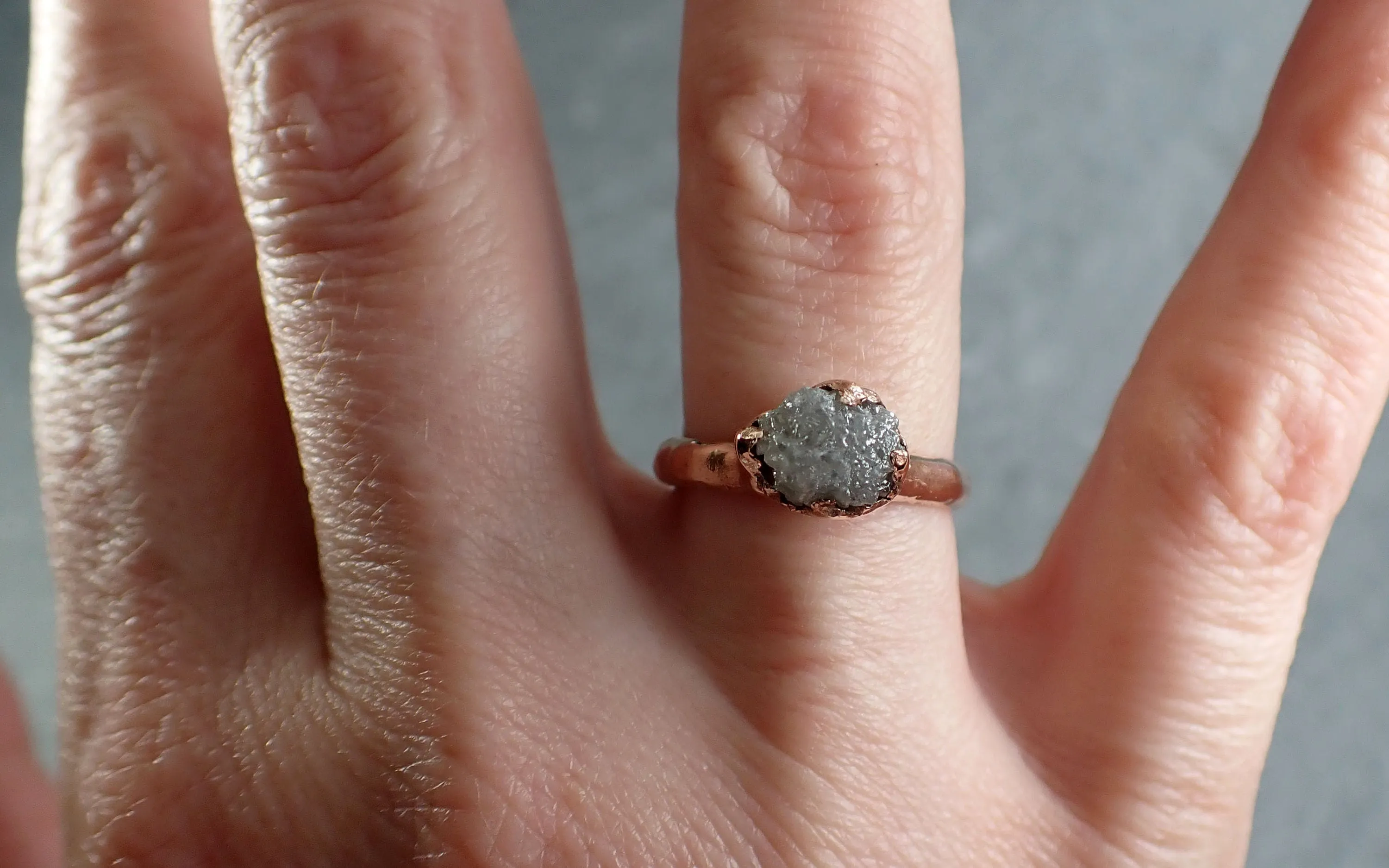 Raw Diamond Engagement Ring Rough Uncut Diamond Solitaire Recycled 14k Rose gold Conflict Free Diamond Wedding Promise 3103