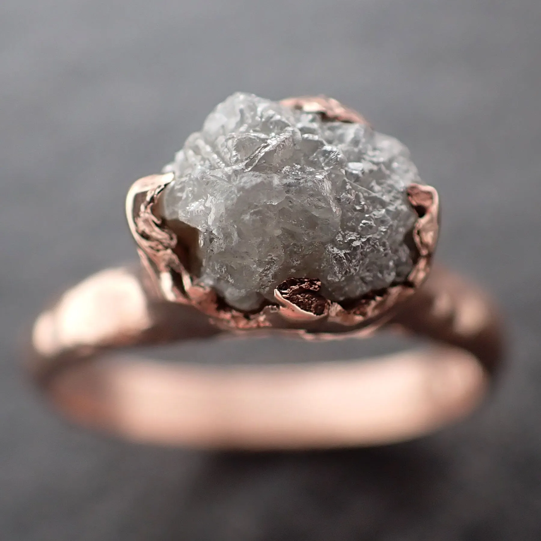 Raw Diamond Engagement Ring Rough Uncut Diamond Solitaire Recycled 14k Rose gold Conflict Free Diamond Wedding Promise 3103