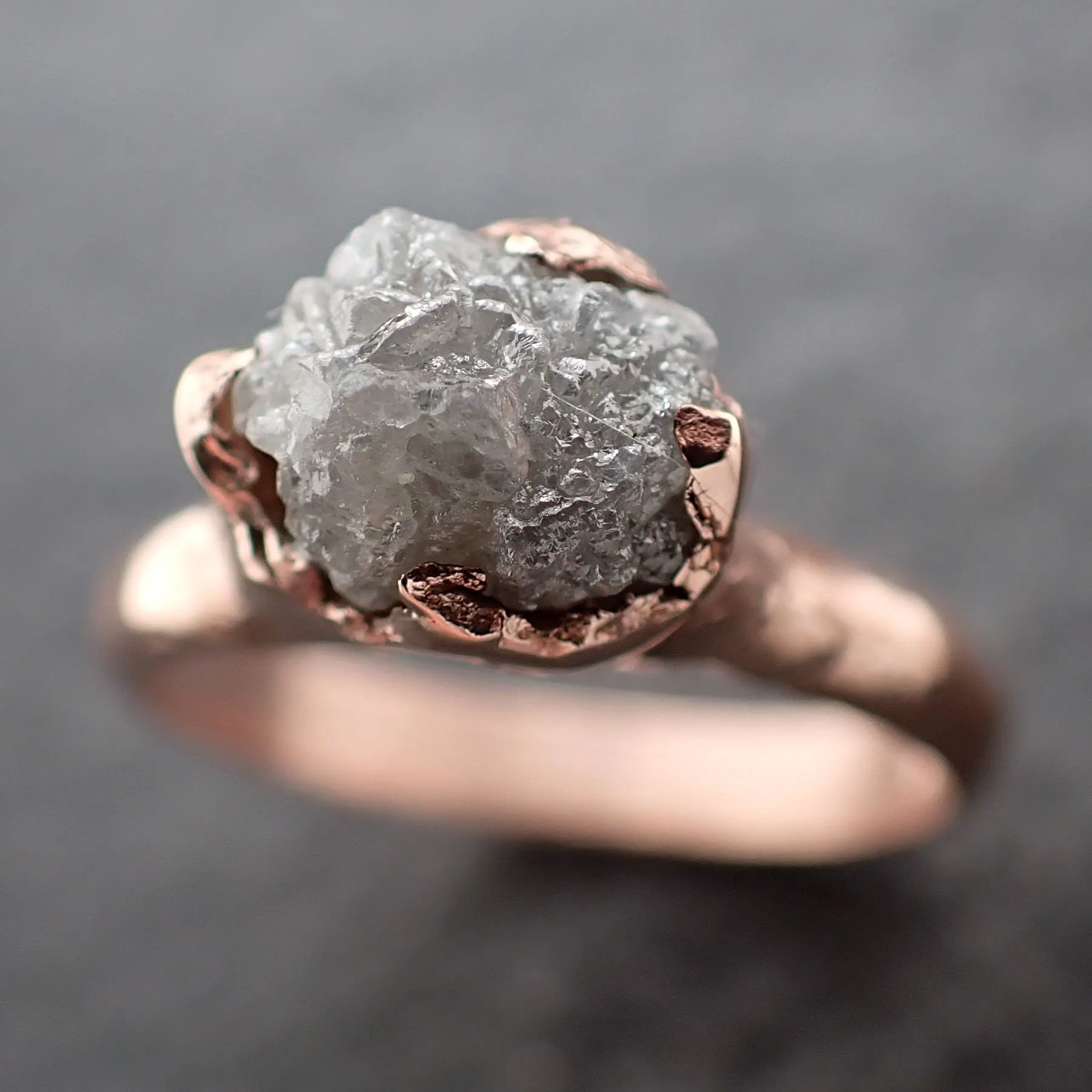 Raw Diamond Engagement Ring Rough Uncut Diamond Solitaire Recycled 14k Rose gold Conflict Free Diamond Wedding Promise 3103