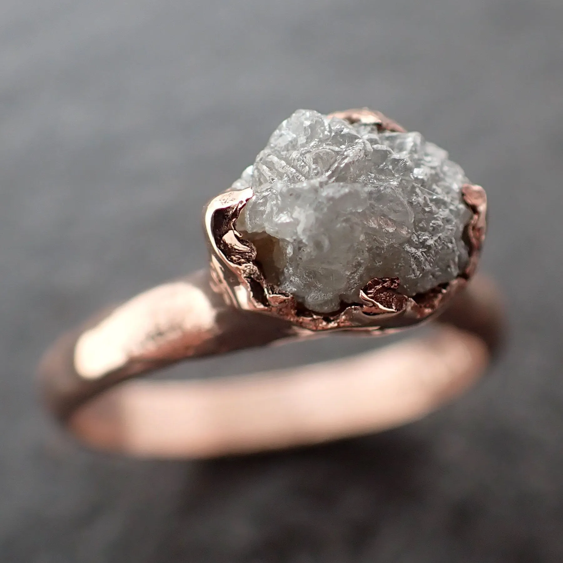 Raw Diamond Engagement Ring Rough Uncut Diamond Solitaire Recycled 14k Rose gold Conflict Free Diamond Wedding Promise 3103
