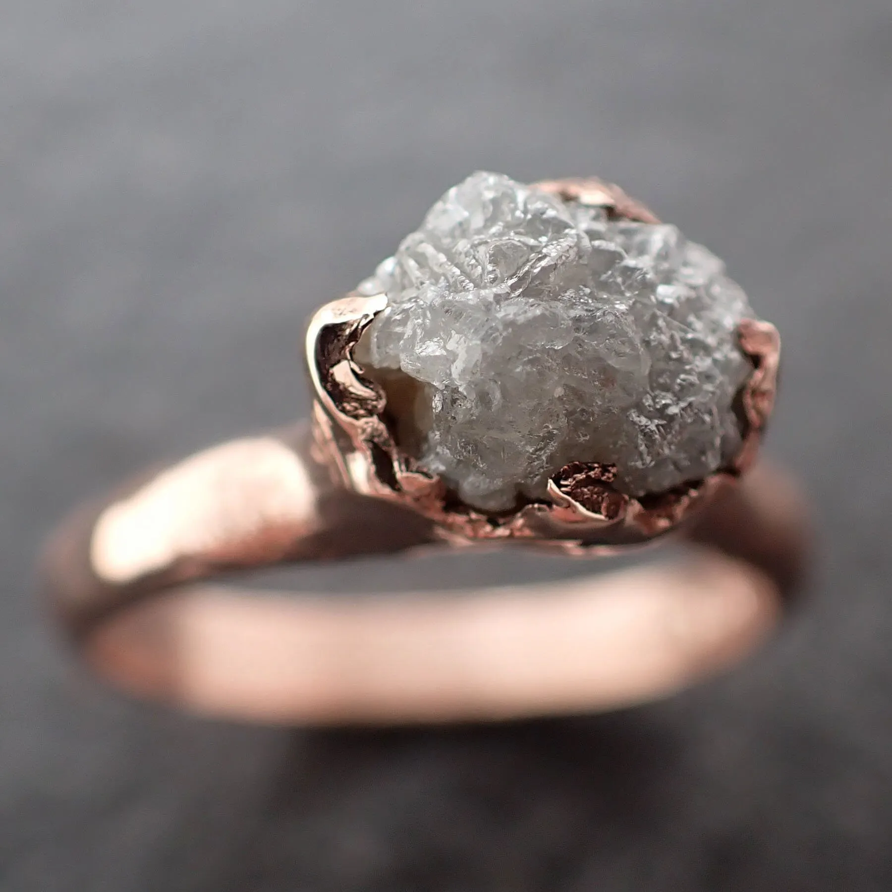Raw Diamond Engagement Ring Rough Uncut Diamond Solitaire Recycled 14k Rose gold Conflict Free Diamond Wedding Promise 3103
