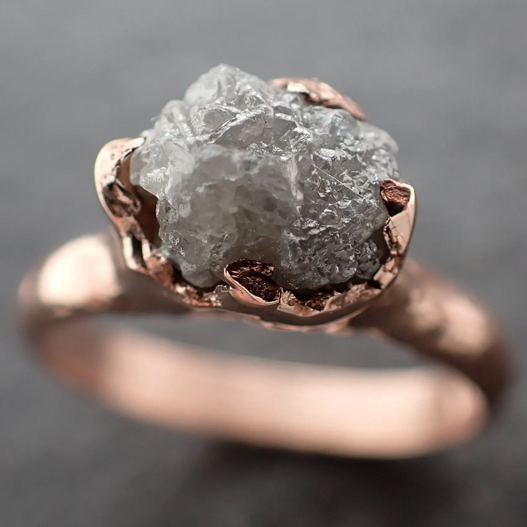 Raw Diamond Engagement Ring Rough Uncut Diamond Solitaire Recycled 14k Rose gold Conflict Free Diamond Wedding Promise 3103