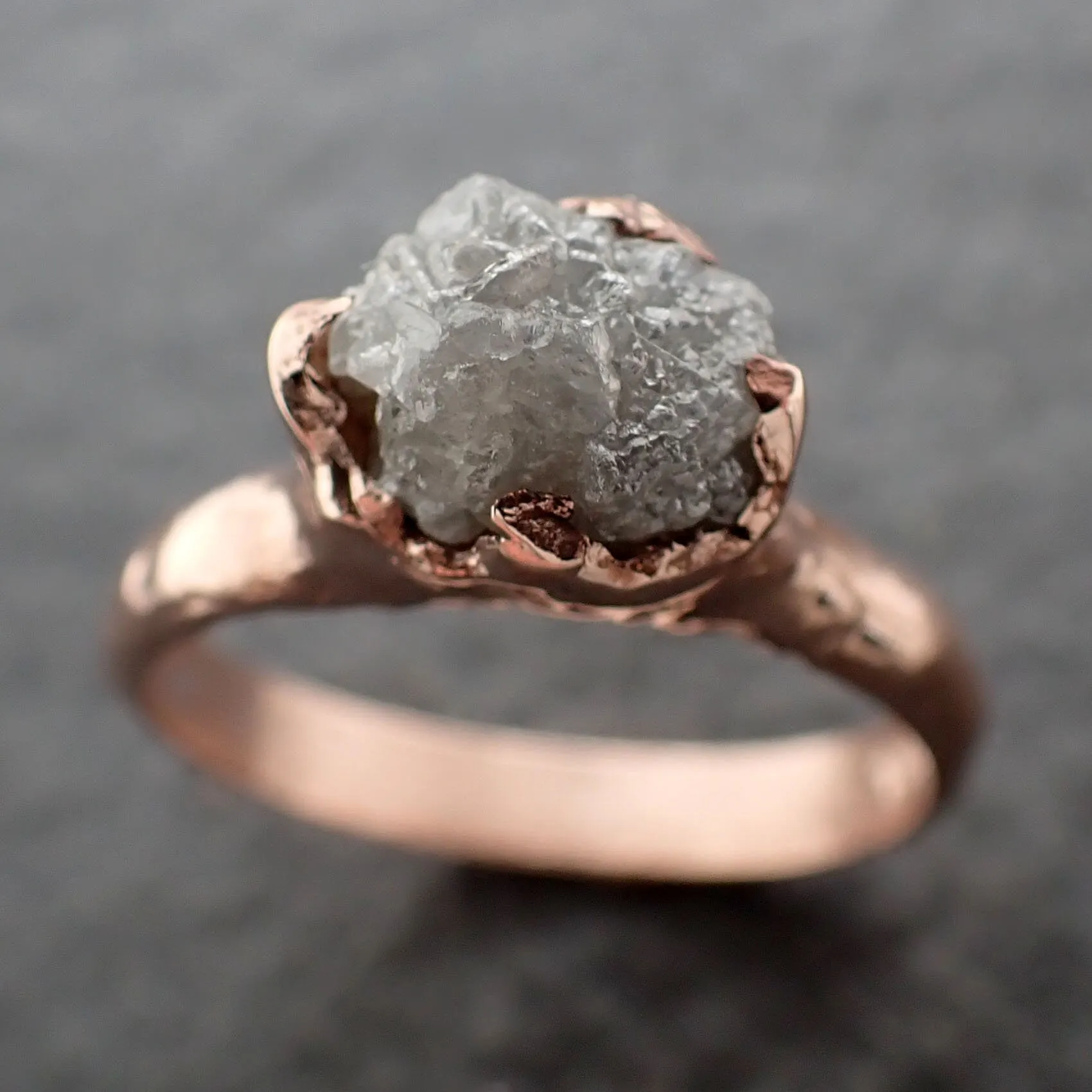 Raw Diamond Engagement Ring Rough Uncut Diamond Solitaire Recycled 14k Rose gold Conflict Free Diamond Wedding Promise 3103