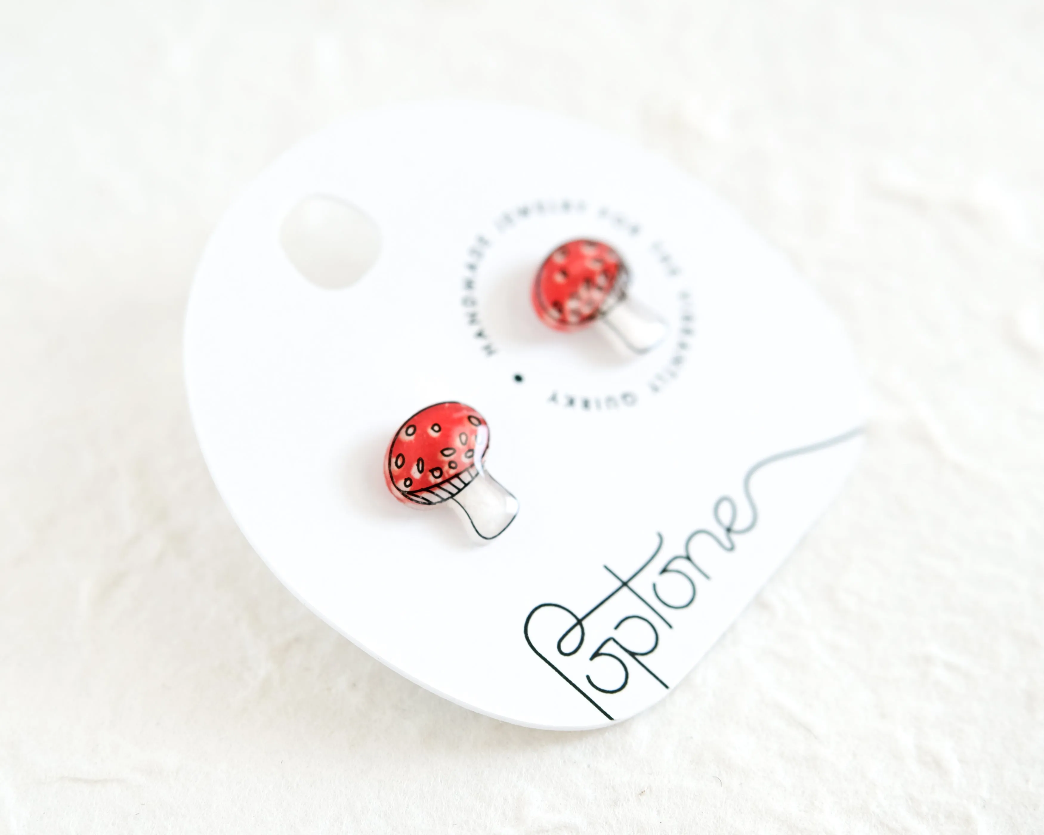 Red Amanita Muscaria Mushroom Stud Earrings