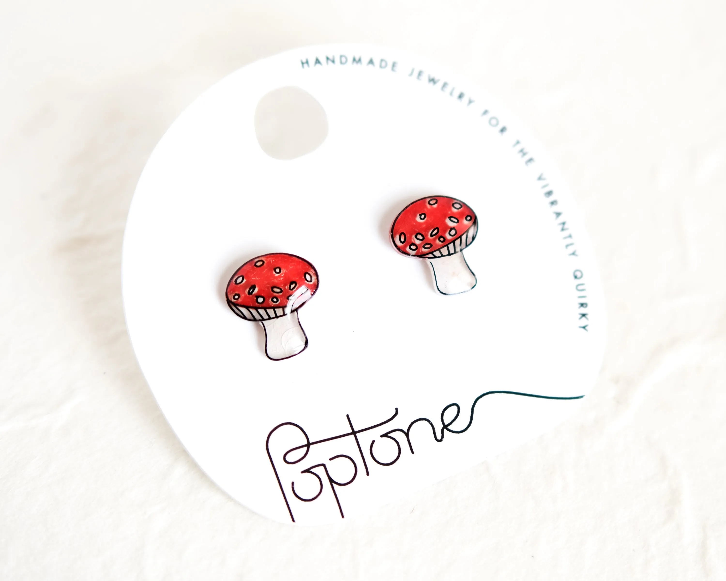 Red Amanita Muscaria Mushroom Stud Earrings