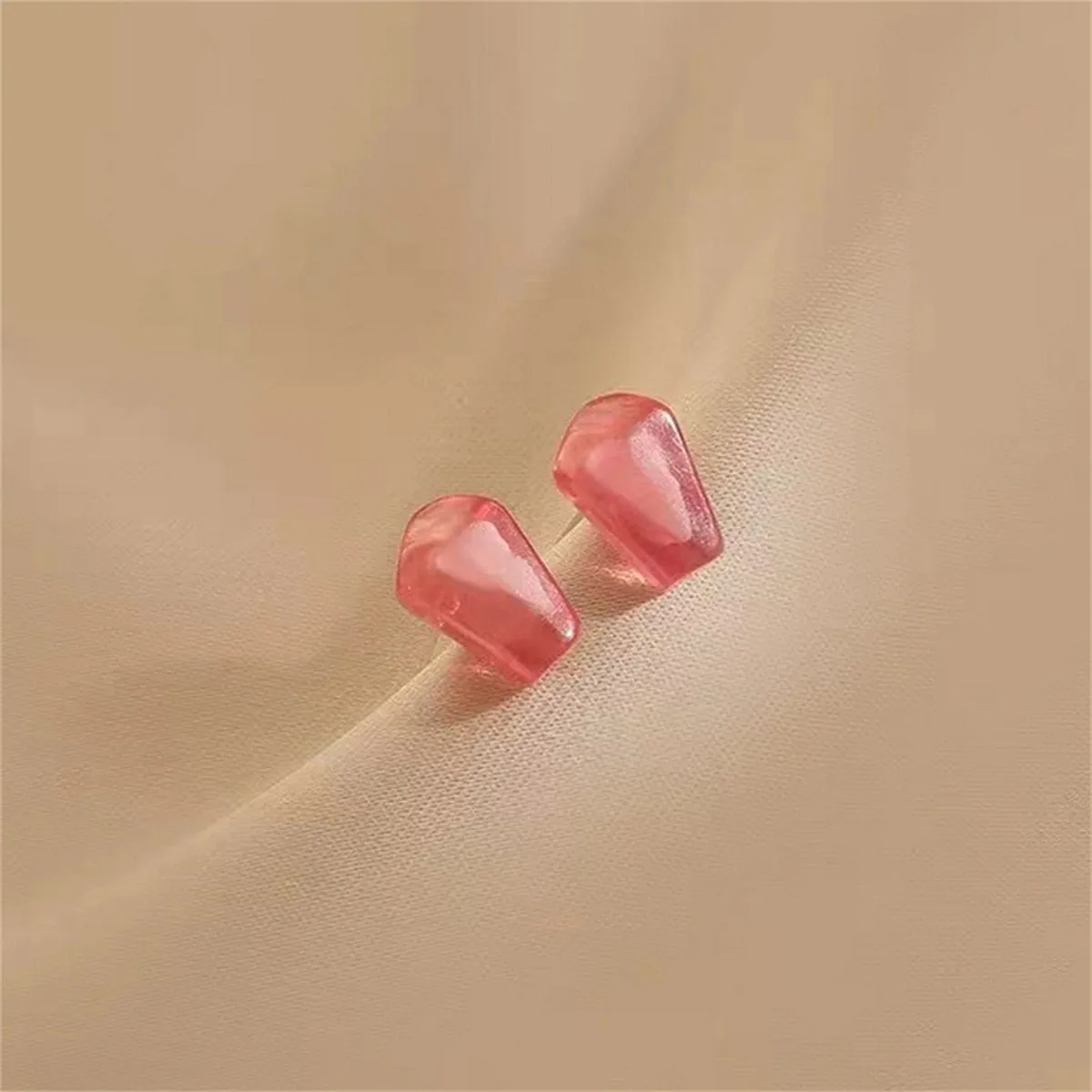 Red Resin & Silver-Plated Pomegranate Seed Stud Earrings