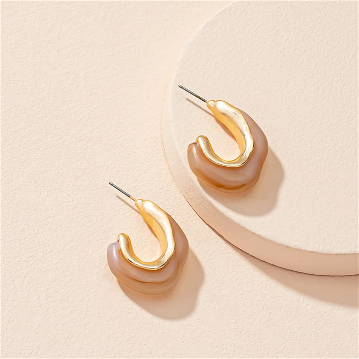 Resin & 18K Gold-Plated Irregular Huggie Earrings