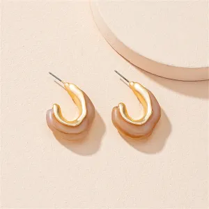Resin & 18K Gold-Plated Irregular Huggie Earrings