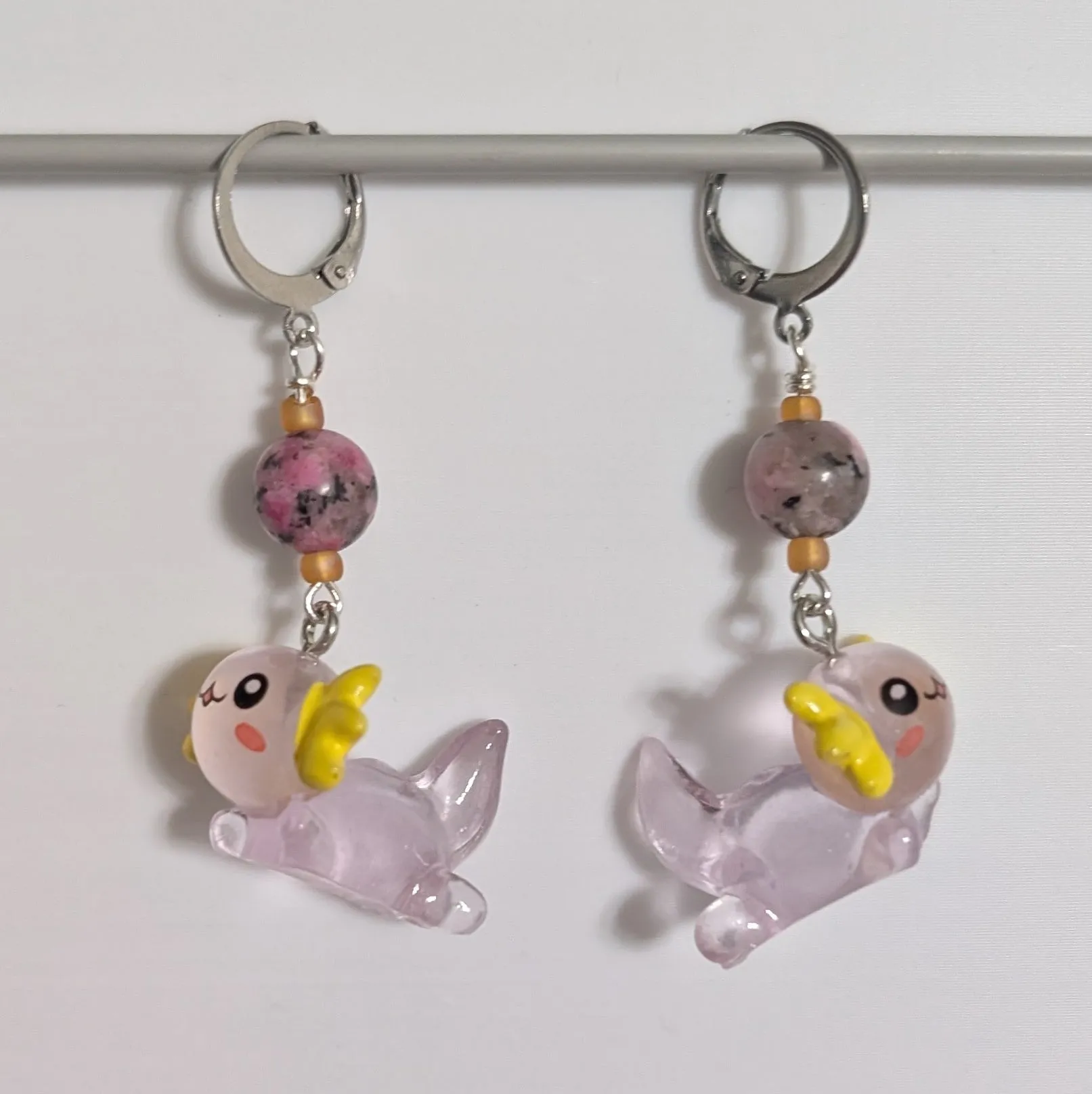 Resin Axolotl Earrings & Stitch Markers
