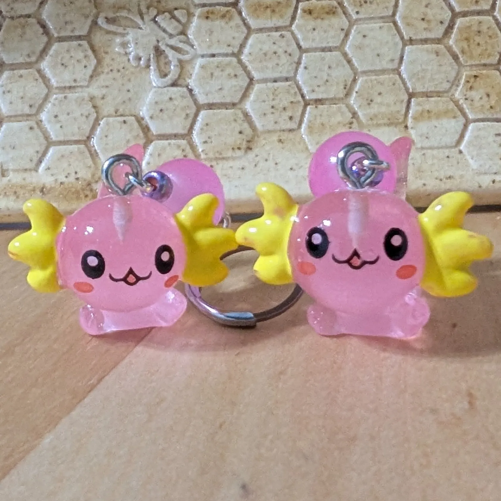 Resin Axolotl Earrings & Stitch Markers