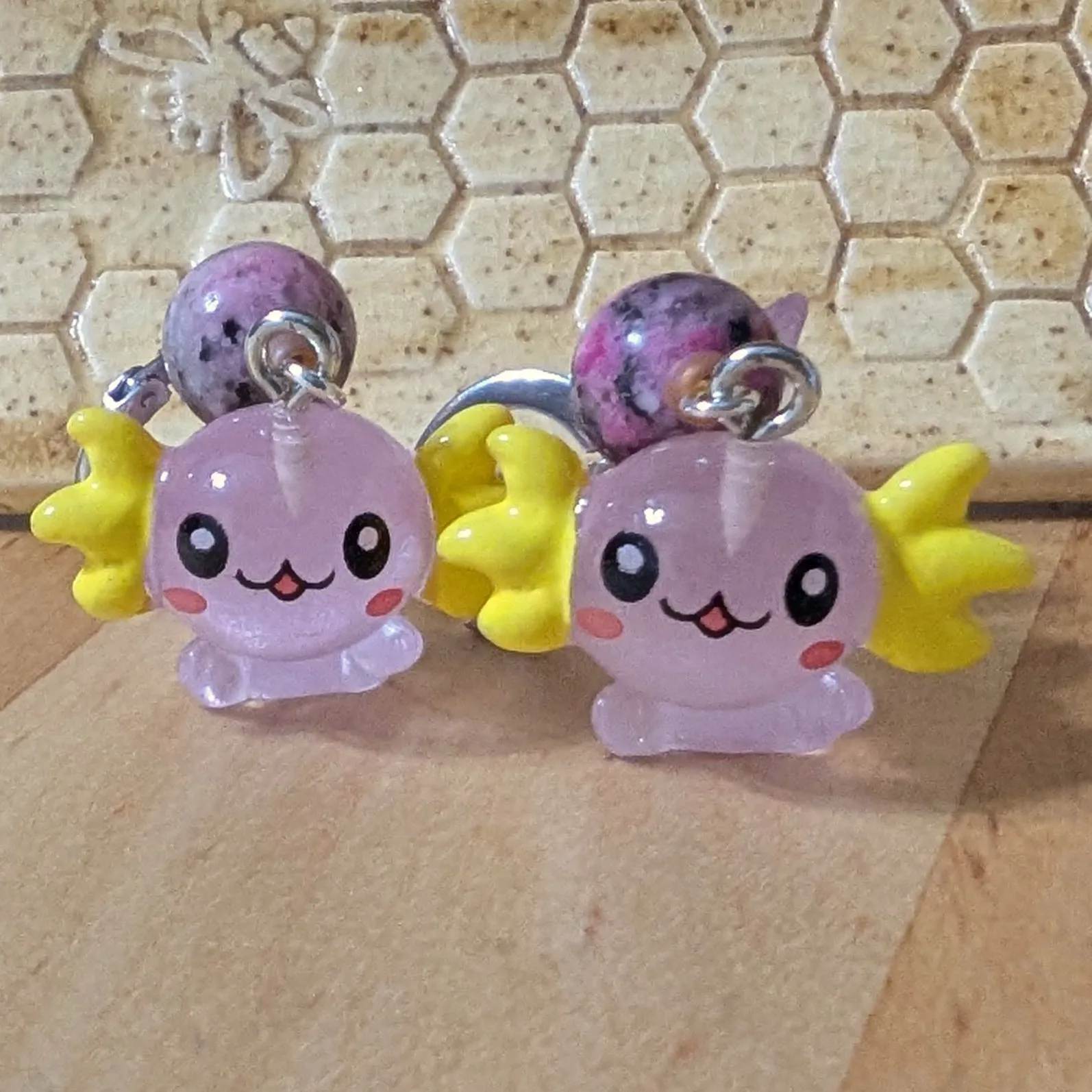 Resin Axolotl Earrings & Stitch Markers
