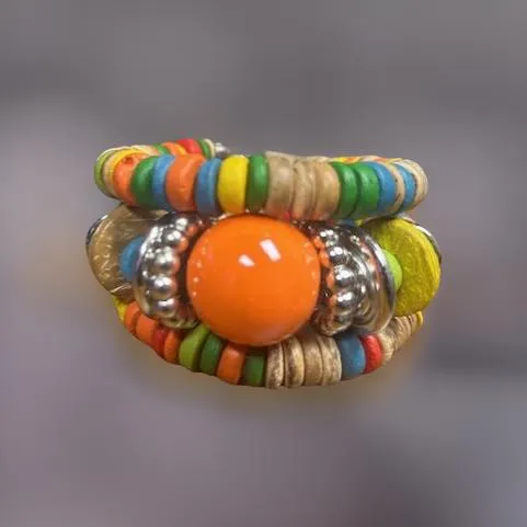 Resin Ball Accented Wooden Wrapped Bracelet