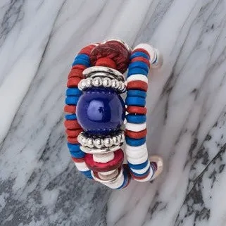 Resin Ball Accented Wooden Wrapped Bracelet