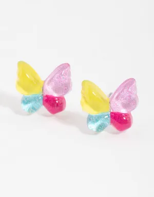 Resin Butterfly Stud Earrings