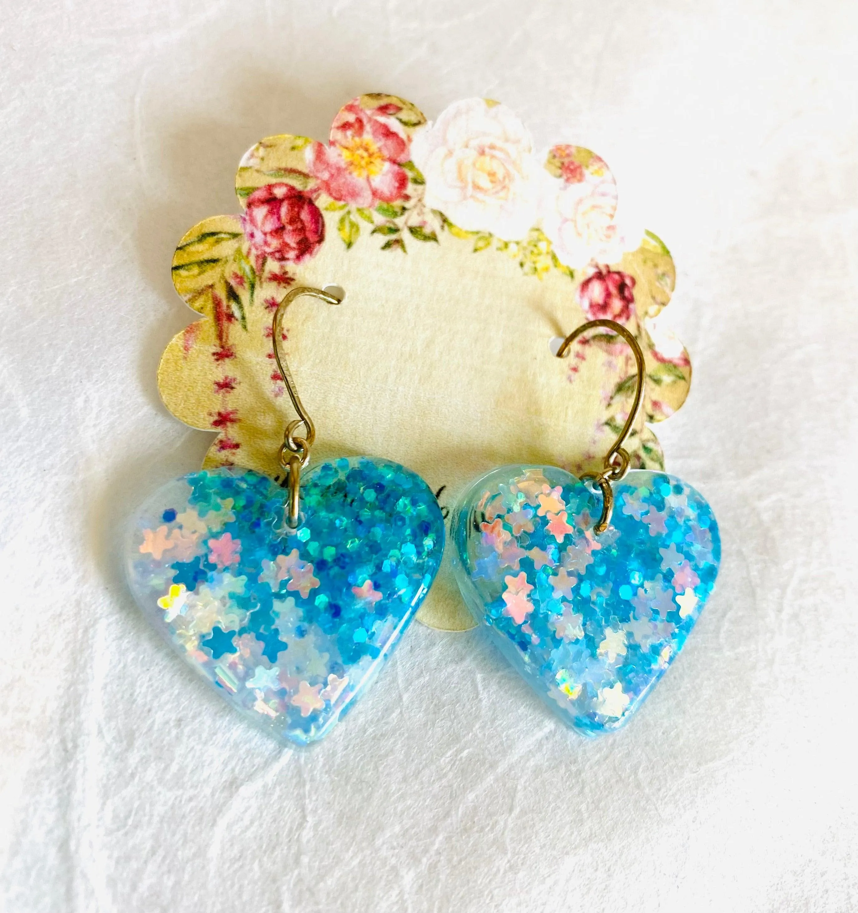 Resin Collection-Hearts in Pink/ Pink Heart Resin Earrings