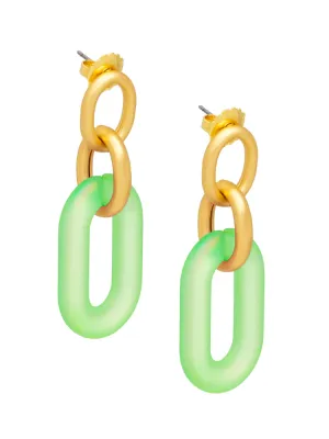Resin Oval Link Drop Earring - Mint