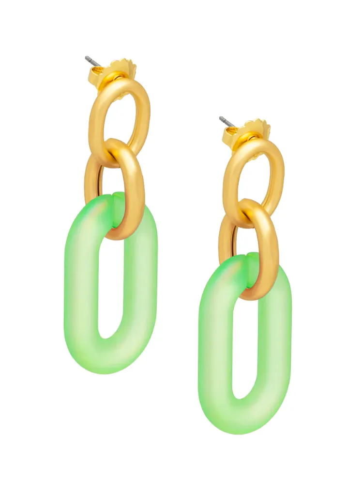 Resin Oval Link Drop Earring - Mint