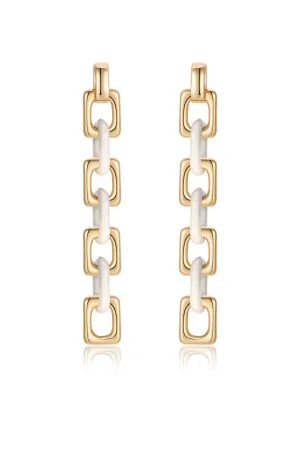 Resin Rectangle and Chain Drop Earrings