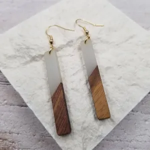 Resin Wood Bar Earrings