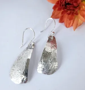Reticulated silver earrings