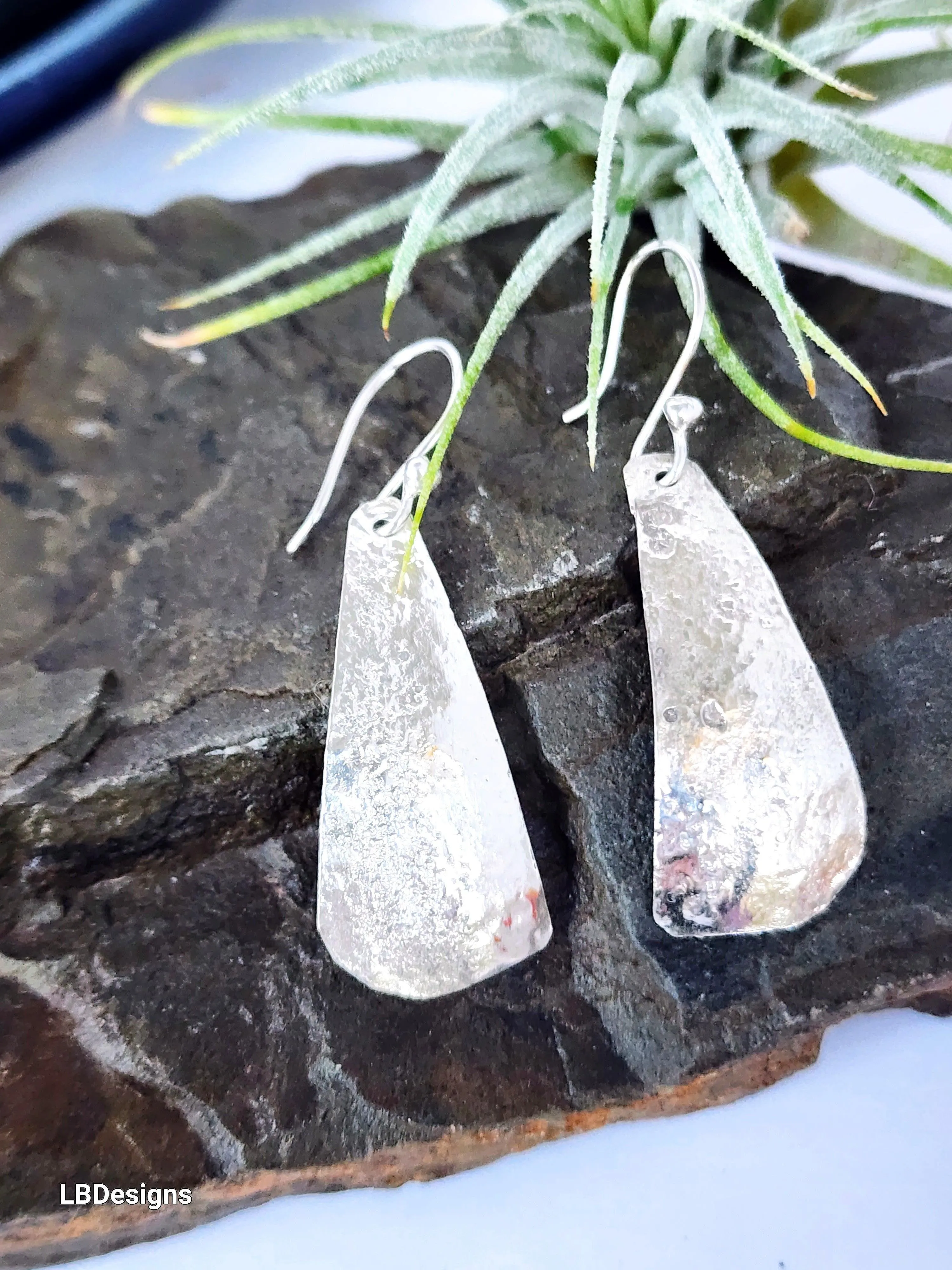 Reticulated silver earrings