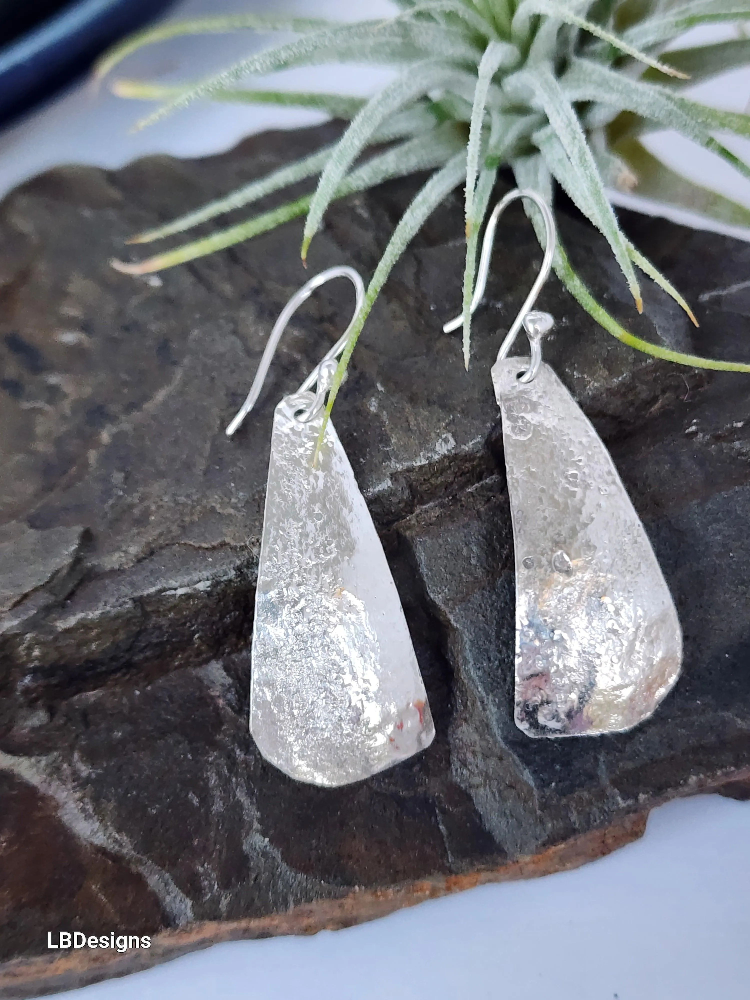 Reticulated silver earrings