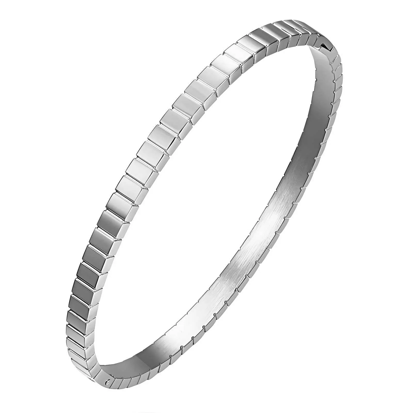 Ridged-Edge Bangle – Stainless Steel
