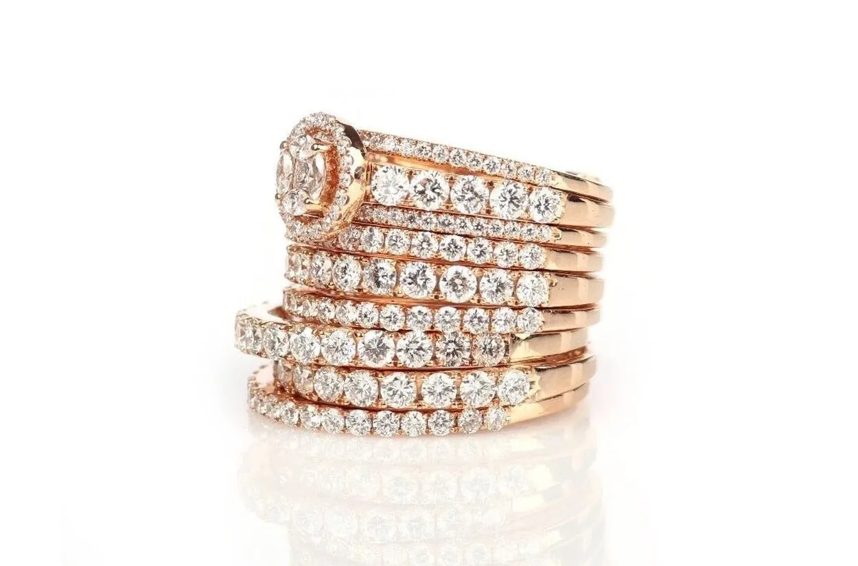 Ring 9 in One Rose Gold with Diamonds