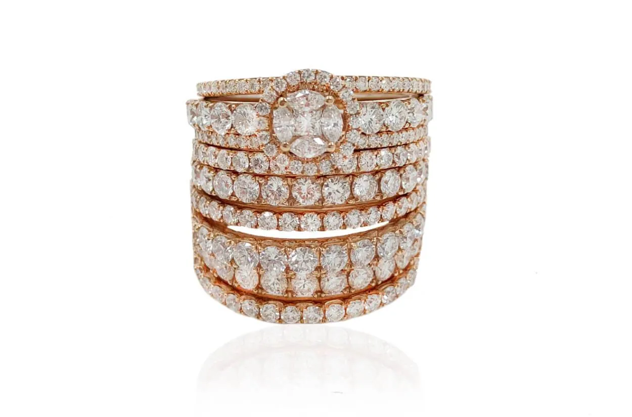 Ring 9 in One Rose Gold with Diamonds