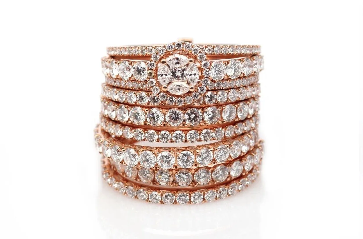 Ring 9 in One Rose Gold with Diamonds