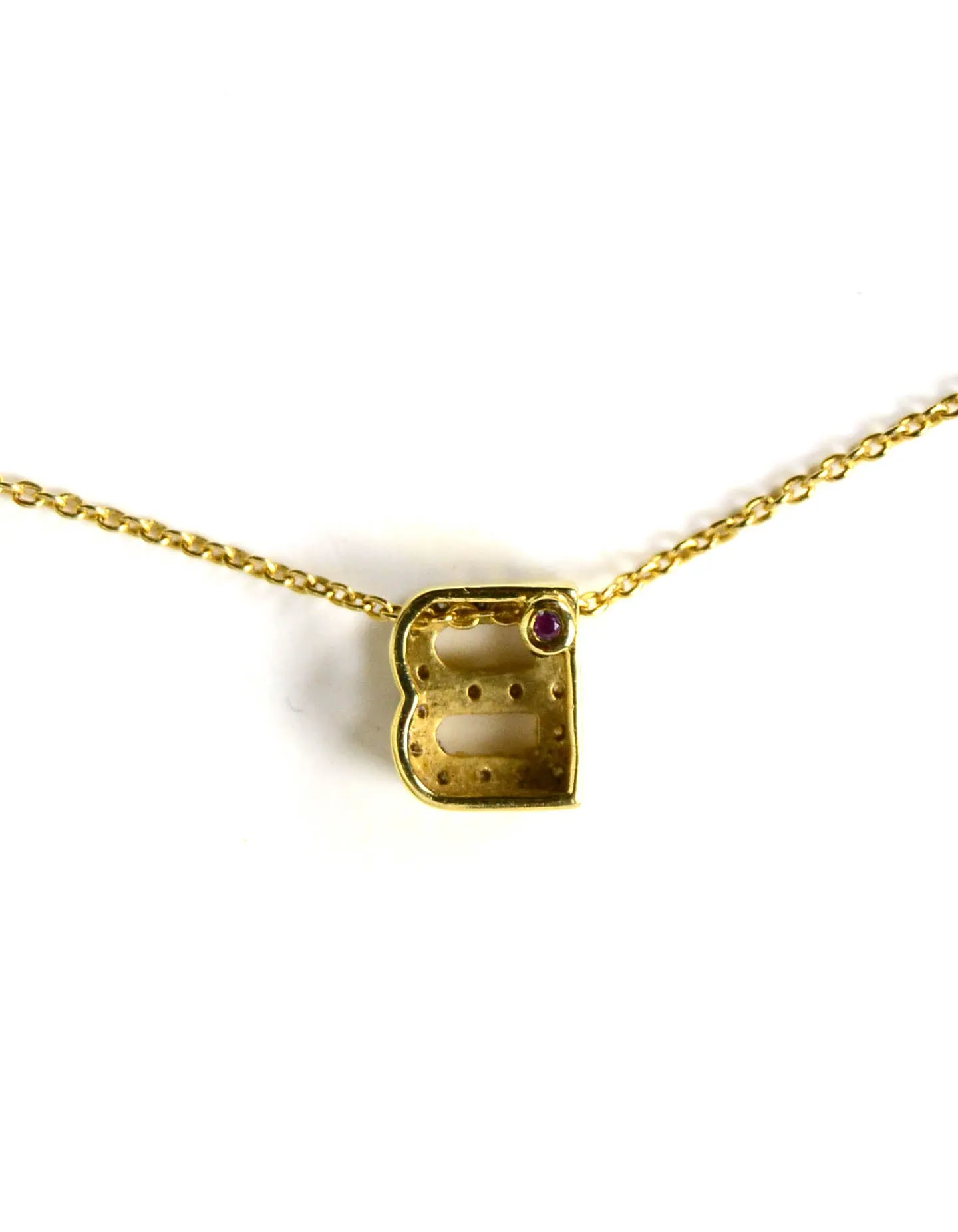 Roberto Coin 18k Gold/Diamond Tiny Treasures Initial Thoughts "B" Necklace