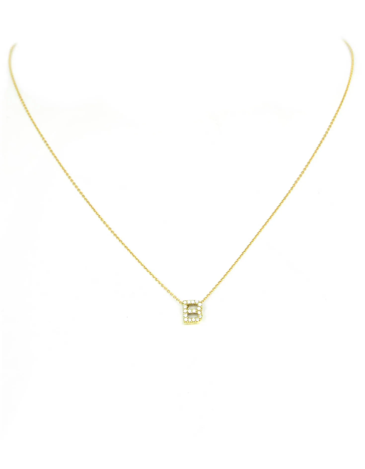 Roberto Coin 18k Gold/Diamond Tiny Treasures Initial Thoughts "B" Necklace