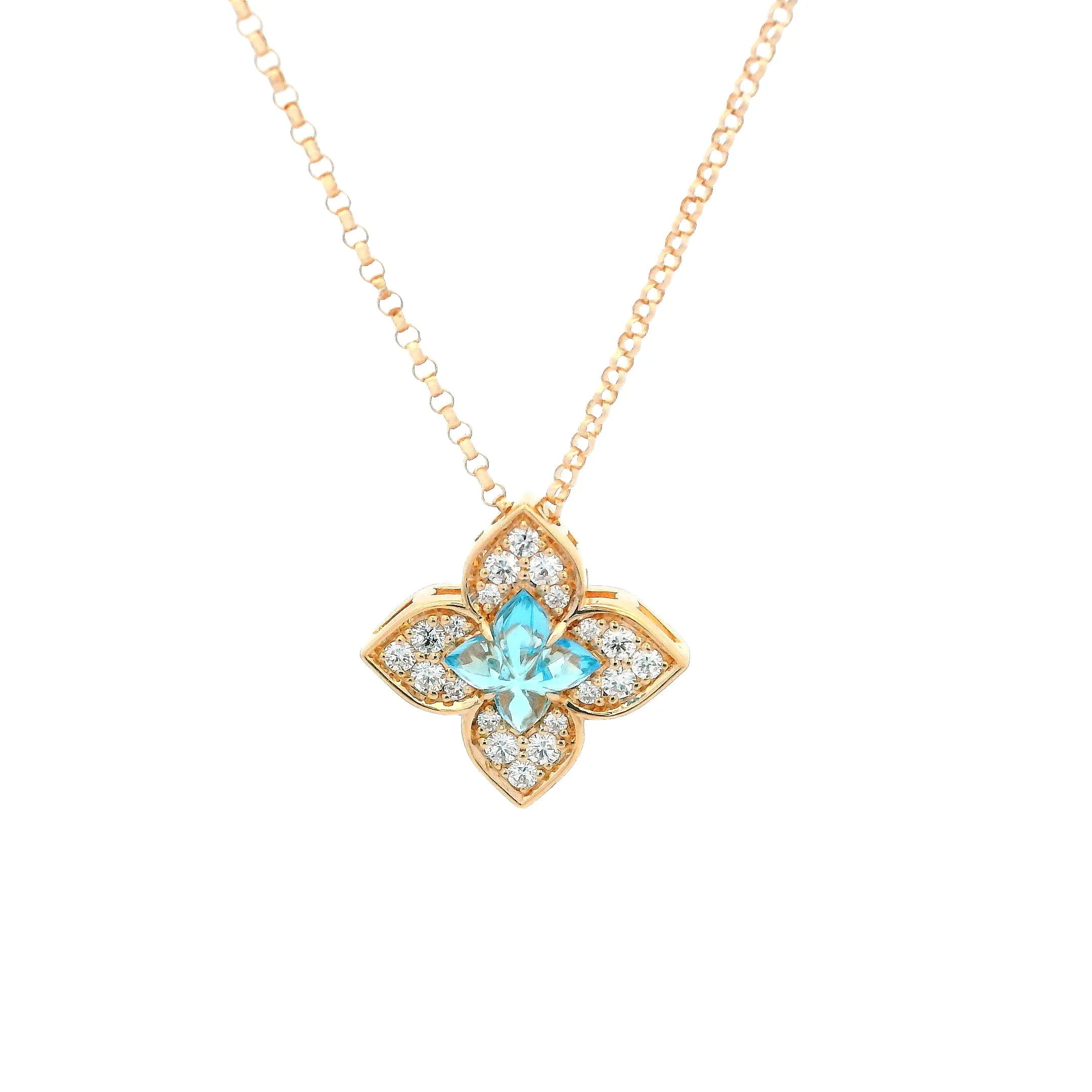 Roberto Coin 18K Rose Gold Diamond and Blue Topaz Pendant