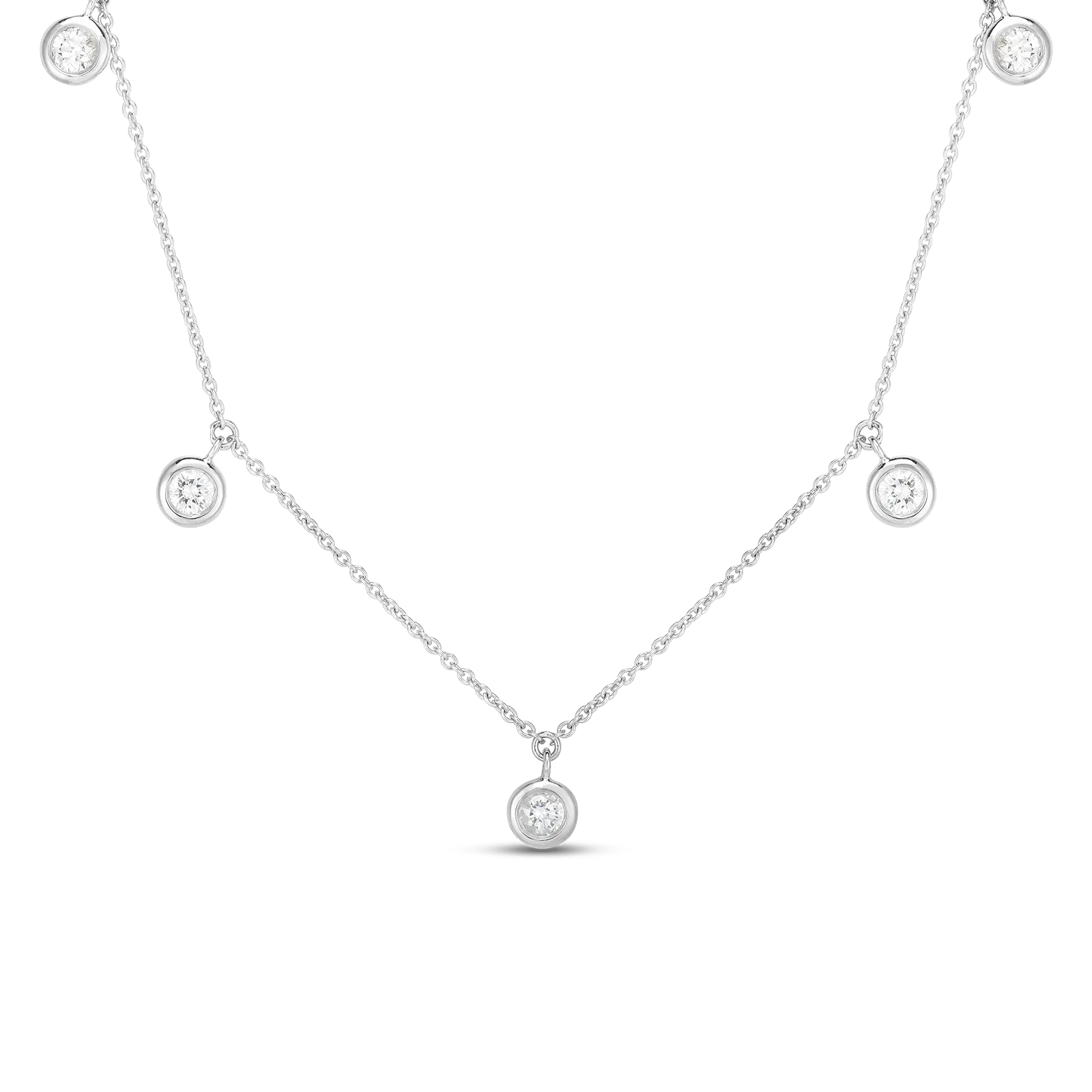 Roberto Coin 18K White Gold 5 Station Diamond Dangle Necklace