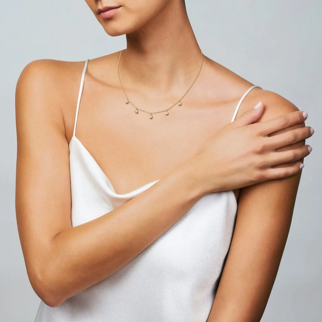Roberto Coin 18K White Gold 5 Station Diamond Dangle Necklace