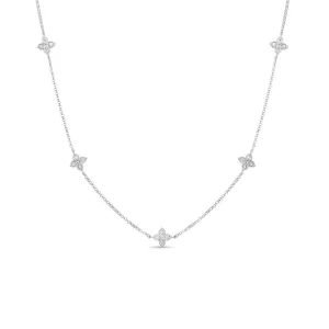Roberto Coin 18k White Gold 5 Station Diamond Flower Necklace