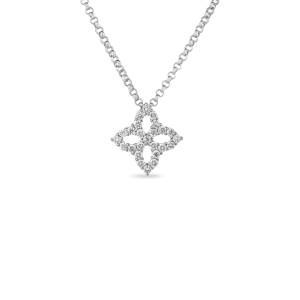 Roberto Coin 18k White Gold Flower Diamond Necklace