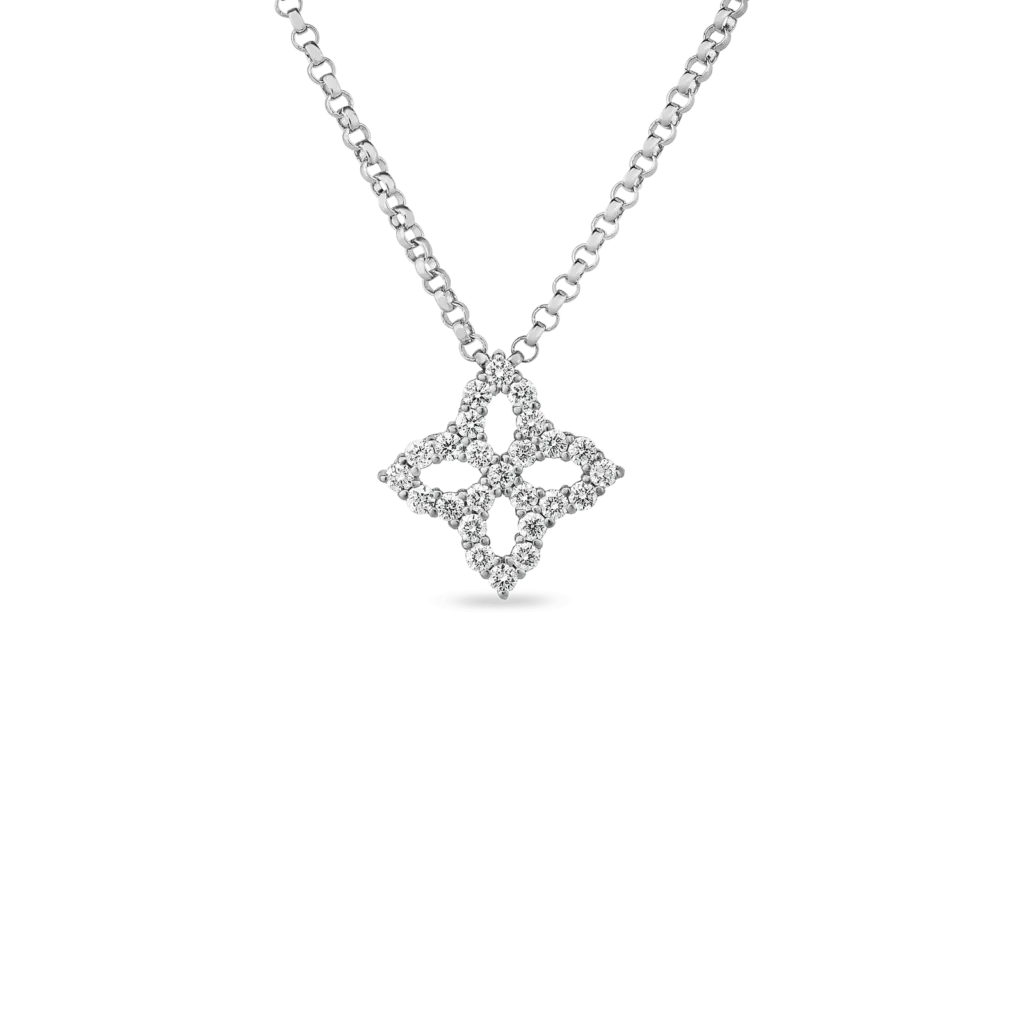 Roberto Coin 18k White Gold Flower Diamond Necklace