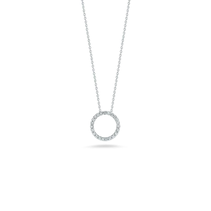 Roberto Coin 18K White Gold Mini Diamond Circle Necklace