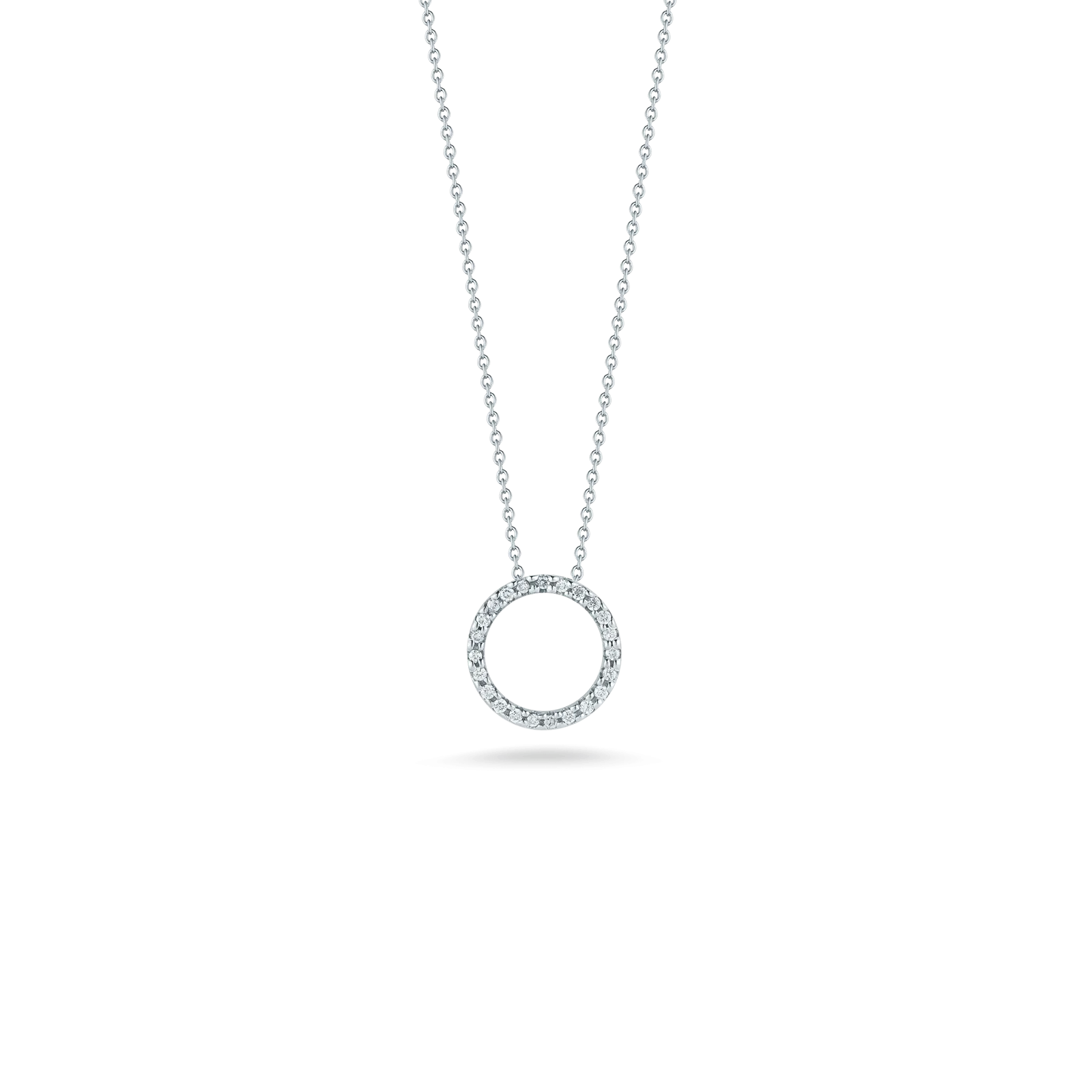 Roberto Coin 18K White Gold Mini Diamond Circle Necklace