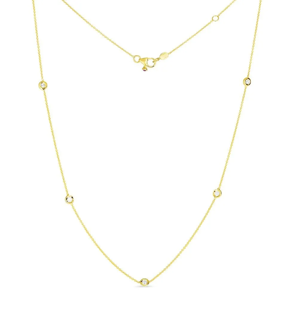 Roberto Coin 18K Yellow Gold 5 Station Diamond Necklace