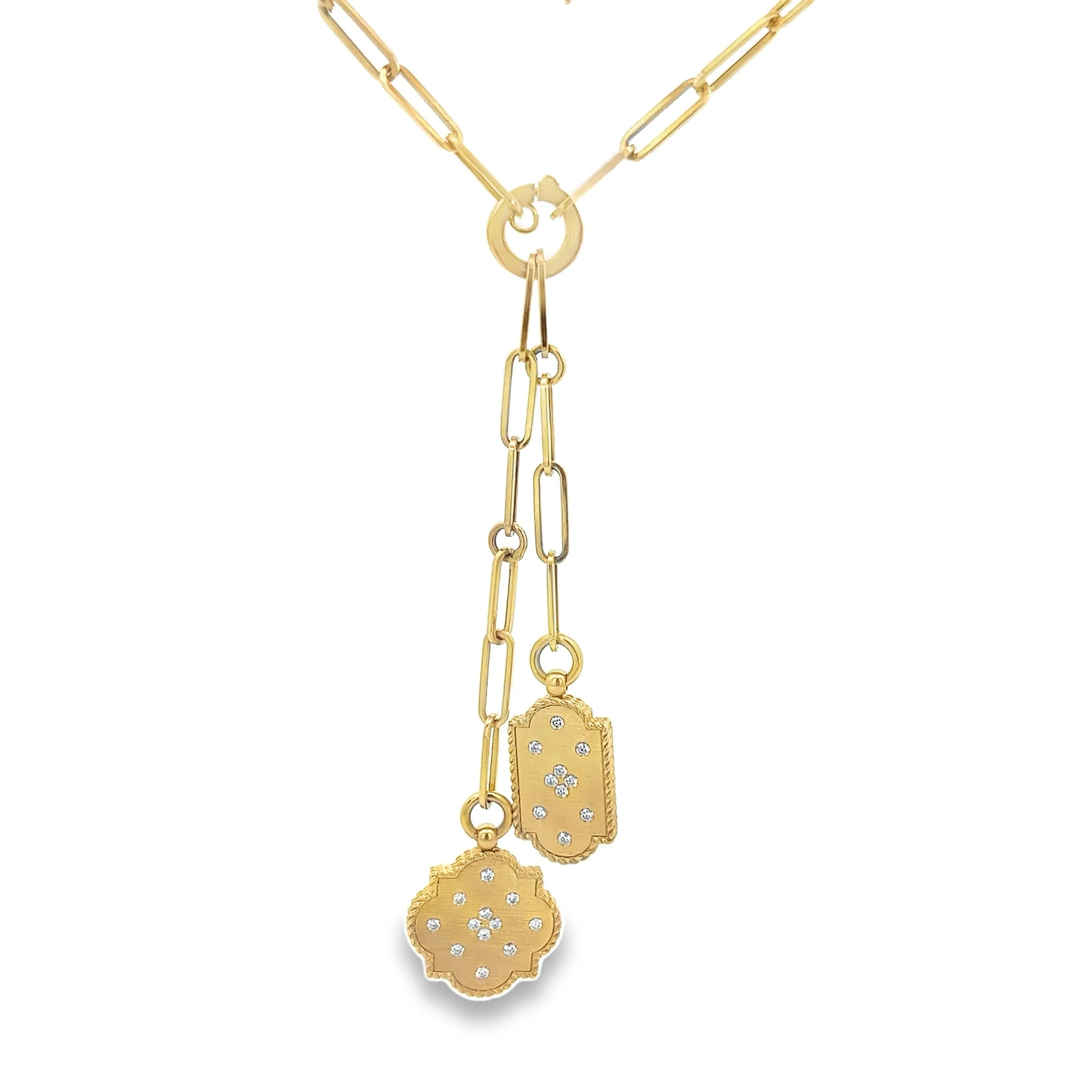 Roberto Coin 18k Yellow Gold Diamond Double Medallion Necklace