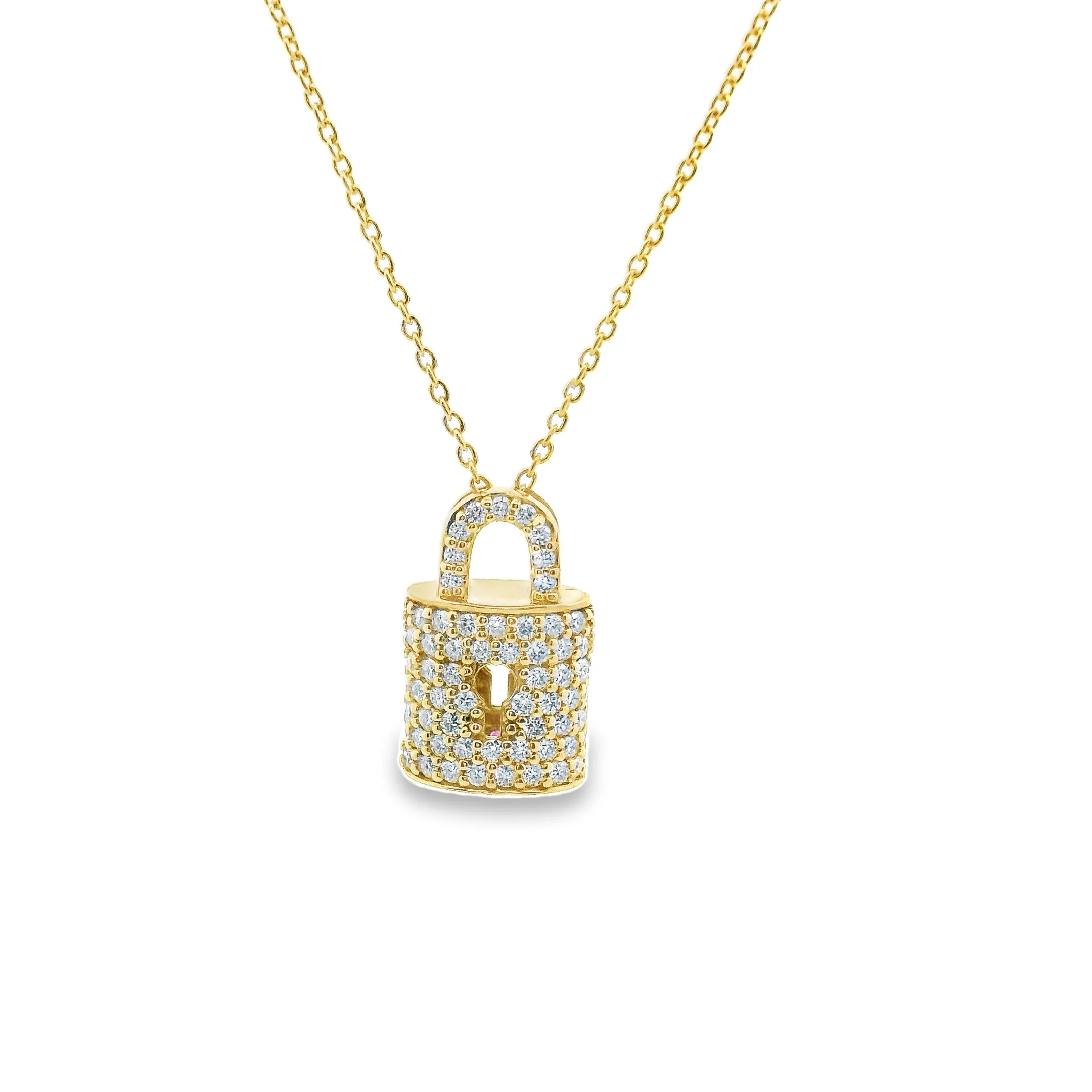 Roberto Coin 18k Yellow Gold Diamond Lock Charm Necklace