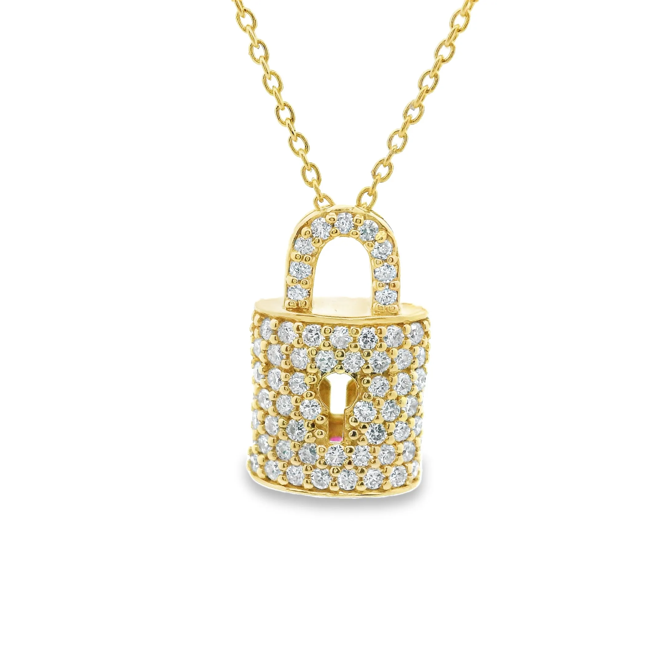 Roberto Coin 18k Yellow Gold Diamond Lock Charm Necklace