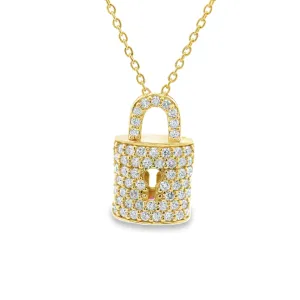 Roberto Coin 18k Yellow Gold Diamond Lock Charm Necklace